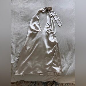 Elegant Cream Halter Dress